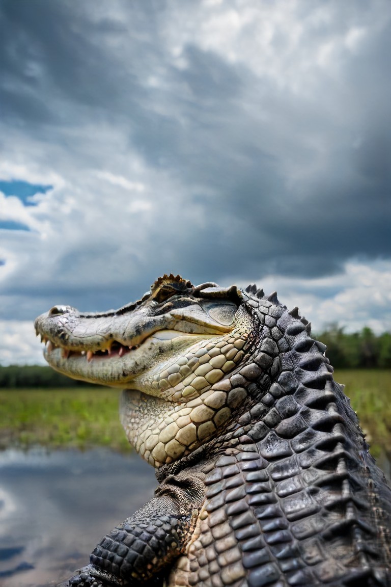 45047-690180046-a photo shot in the point of view from the back of a a alligator's head close-up on the lower side of the shot, cropped, showing.jpg